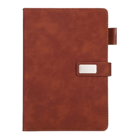 A5 Information Recording Diary, 200 Pages Thick Paper Notebook, Good Shell Protection with Magnetic Clasp, for Meetings and Study Note-Taking, Brown