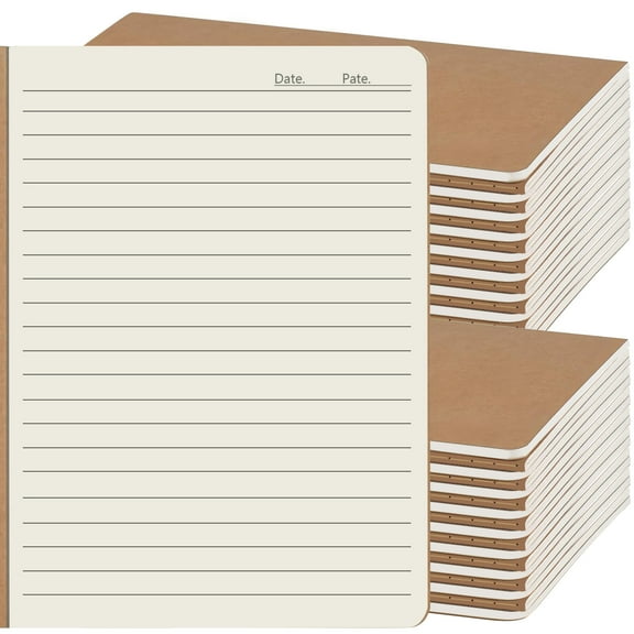 OSIMIG 36 Pack A5 Kraft Notebooks Bulk, 8x5.5 Inches Lined Paper Travel Journaling Notebooks, Composition Notebook for School Office Supplies, 34 Sheets 68 Pages