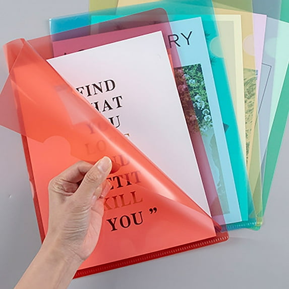 A5 L-Type Plastic Document Folder, Milky White Project Pocket Paper Jacket Sleeve, Regular, 1 Pack