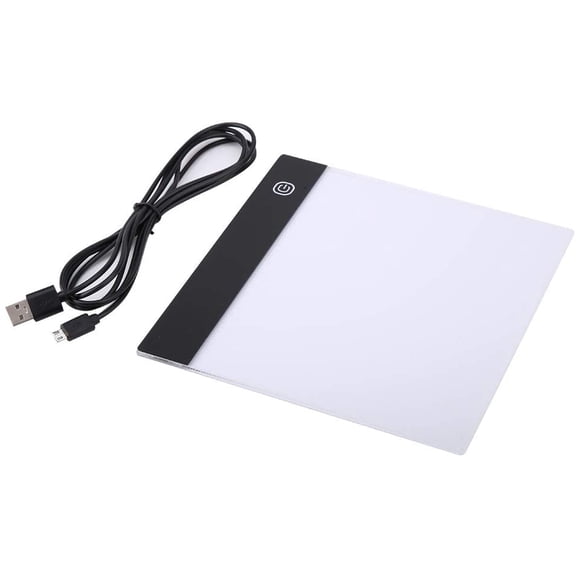 A5 LED Light Box, Tracing Board Drawing Pad Thin Art Stencil Tracer Tablet Copy Table Adjustable Brightness for DIY Diamond Painting Weeding Artists Sketching Animation Embossing Sewing Projects