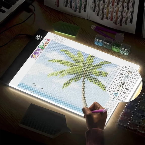 A5 LED Light Pad For Diamond Painting, Adjustable Brightness Light Box For Tattoo Drawing, Streaming, Sketching, Animation, Stenciling, With Removable Stand And Diamond Painting Tools