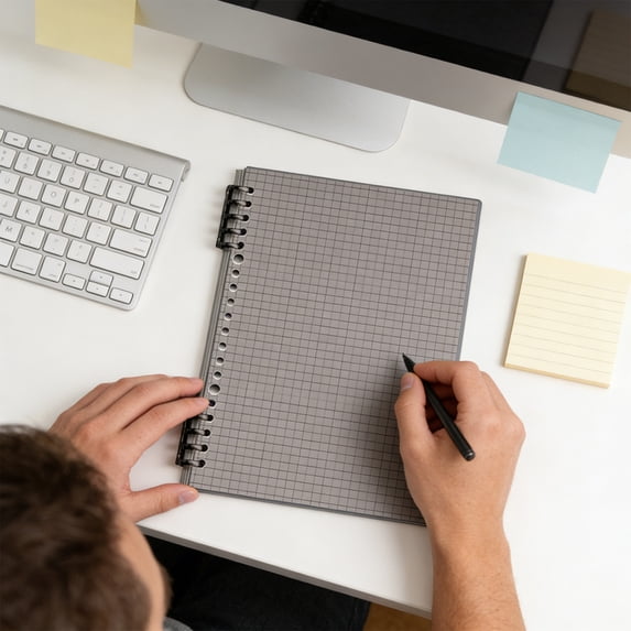 A5 Large Spiral Notebooks, 8.4" x 5.7" Large Notebooks for Work College Checkered Journaling Notebooks, Soft Cover Transparent Ring Binds Notebook for Office,Study and Notes
