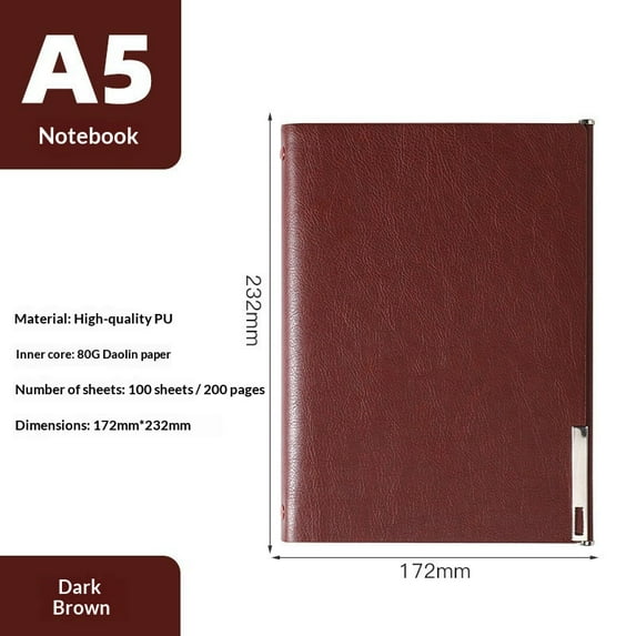 A5 Leather Binder Refillable Notebook for Business Professionals 2022 New Model Dark Brown 232mm x 172mm