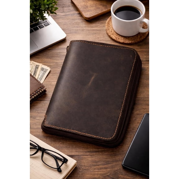 A5 Leather Journal Cover with Zipper Refillable Notebook for Leuchtturm1917
