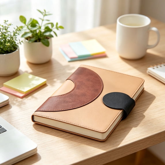 A5 Leather Journal Notebook 170 Pages Lined Notepad with Magnetic Closure Stationery Supplies - Brown
