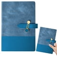thumbnail image 1 of A5 Leather Journal Notebook Blue with Metal Buckle, Reusable Notebook A5 Lined Writing Diary, Executive Business Notebook, Professional Meeting Journal, Travel Planner, 224 Pages, 1 of 8