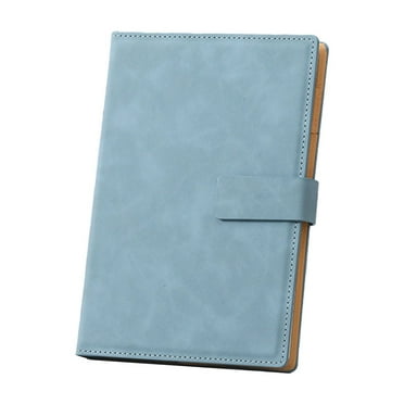A5 Leather Journal, Refillable Hardcover Notebook with Magnetic Buckle, Thick Daily Diary for Men and Women, Great Gift for Business School Travel Personal - Light Blue