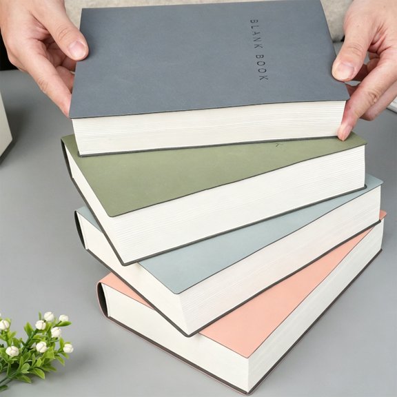 A5 Leather Notebook, 350 Sheets, Slate Gray, Blank Inner Pages