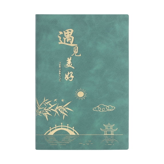 A5 Leather Notebook Shield with Thread Binding 192 Pages Light Yellow Lined Paper 14.7 cm x 21 cm x 2 cm