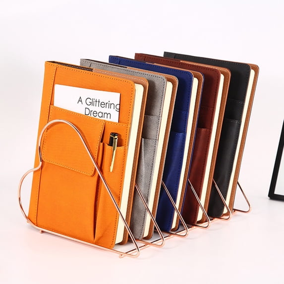 A5 Leather Notebook with Thick No-Bleed Paper, Pocket Cover and Bookmark Strap for Work, School and Daily Journal