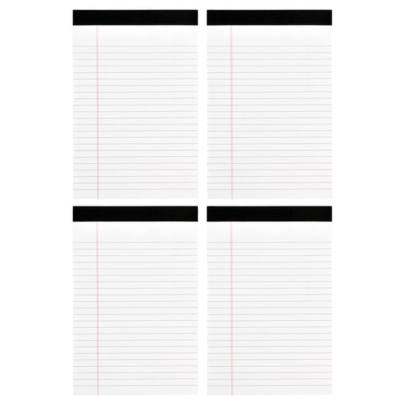 A5 Legal Writing Pads, 4 Pcs Tearable Paper Pads, 8"×11" Lined Memo Notepads, Office Note Sheet Pads, Micro-Perforated Notepads, Wide Ruled Pads, 30 Sheets Small Notebooks, White