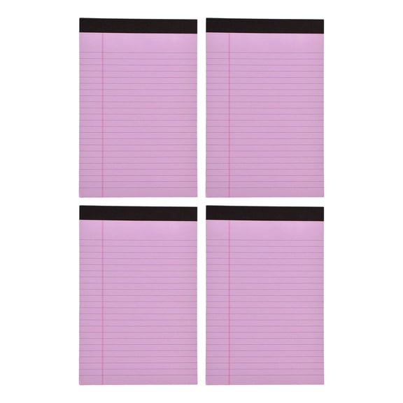 A5 Legal Writing Pads, 4 Pcs Tearable Paper Pads, 8"×11" Lined Memo Notepads, Office Note Sheet Pads, Micro-Perforated Notepads, Wide Ruled Pads, 30 Sheets Small Notebooks, Purple