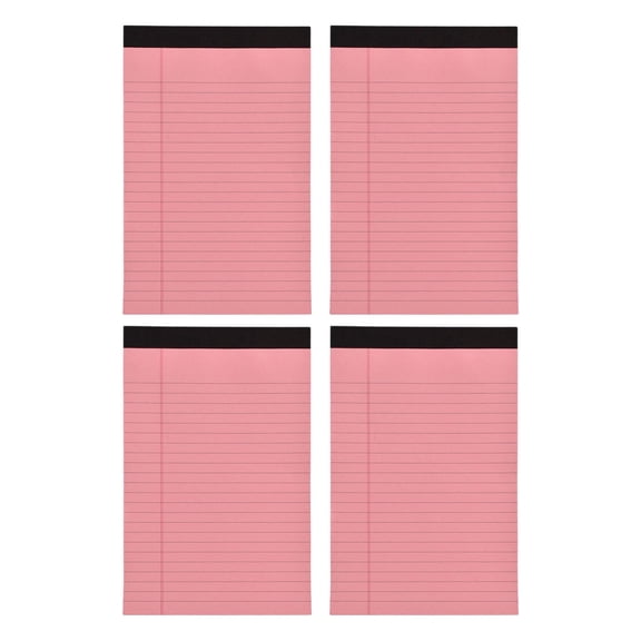A5 Legal Writing Pads, 4 Pcs Tearable Paper Pads, 8"×11" Lined Memo Notepads, Office Note Sheet Pads, Micro-Perforated Notepads, Wide Ruled Pads, 30 Sheets Small Notebooks, Pink