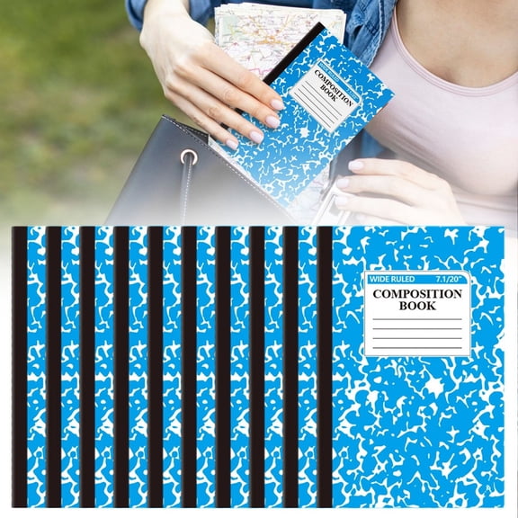 A5 Lined Composition Set 10 Pack 20.8 x 13.9 cm Mini Writing Pads 60 Pages 30 Sheets Sewn Binding Portable Memo Books Assorted Printed Covers Bulk Stationery Set