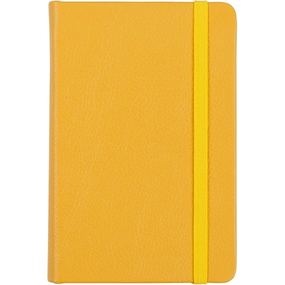 A5 Lined Hardcover Notebook, PU Leather Hard Cover with Elastic Strap, 80 Sheets 160 Pages, 5.7 x 8.3 Inches, Yellow