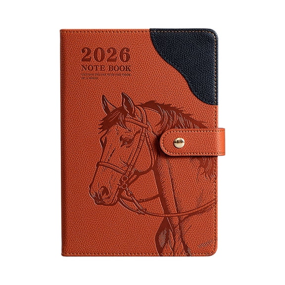 A5 Lined Journal Notebook, Embossed Horse Faux Leather Hardcover Notebook with Buckle for Work, Journaling Daily