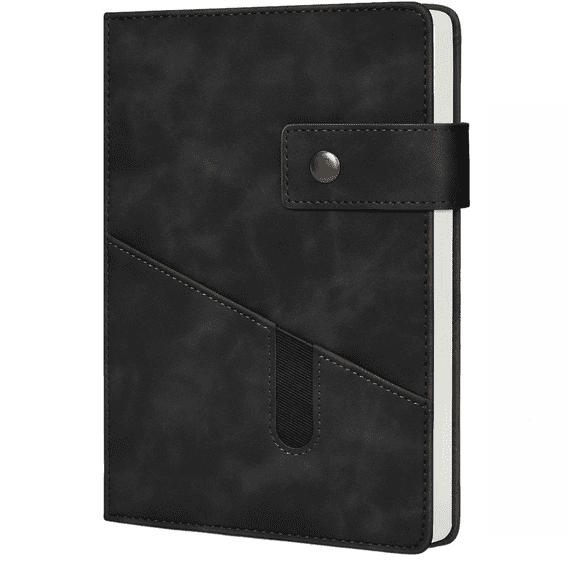 A5 Lined Leather Journal Notebook,200Pages 100gsm Thick Ruled Paper Daily Diary for Men Women School,Travel,Business,Work,Writing 5.9" X 8.4",Black