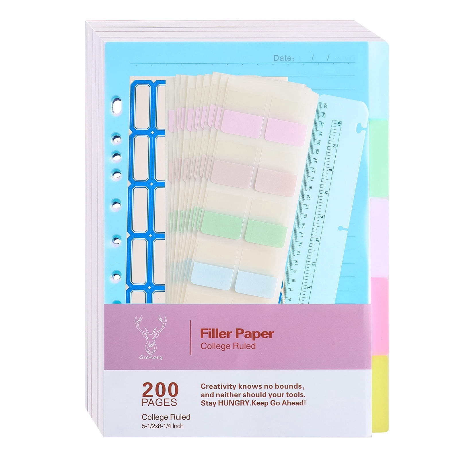 A5 Lined Loose Leaf Paper, 200 Pages Filler Paper, Multi-Hole Punched ...