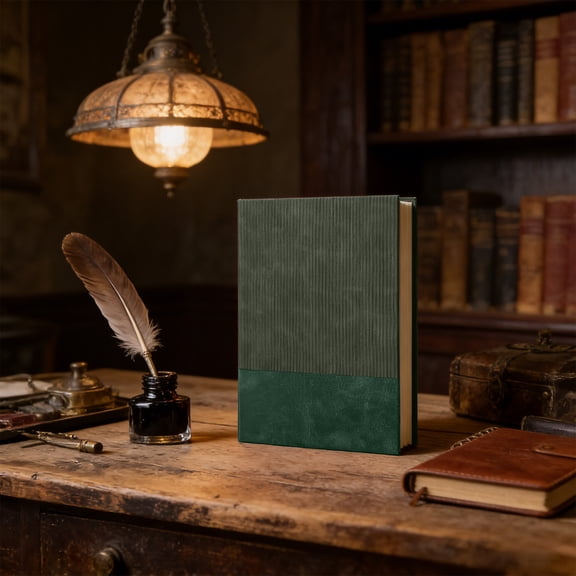 A5 Lined Notebook Faux Leather Journal 200 Pages College Ruled Unisex Hardcover Notebook for Work Office Sch-ool Daily Writing, Green