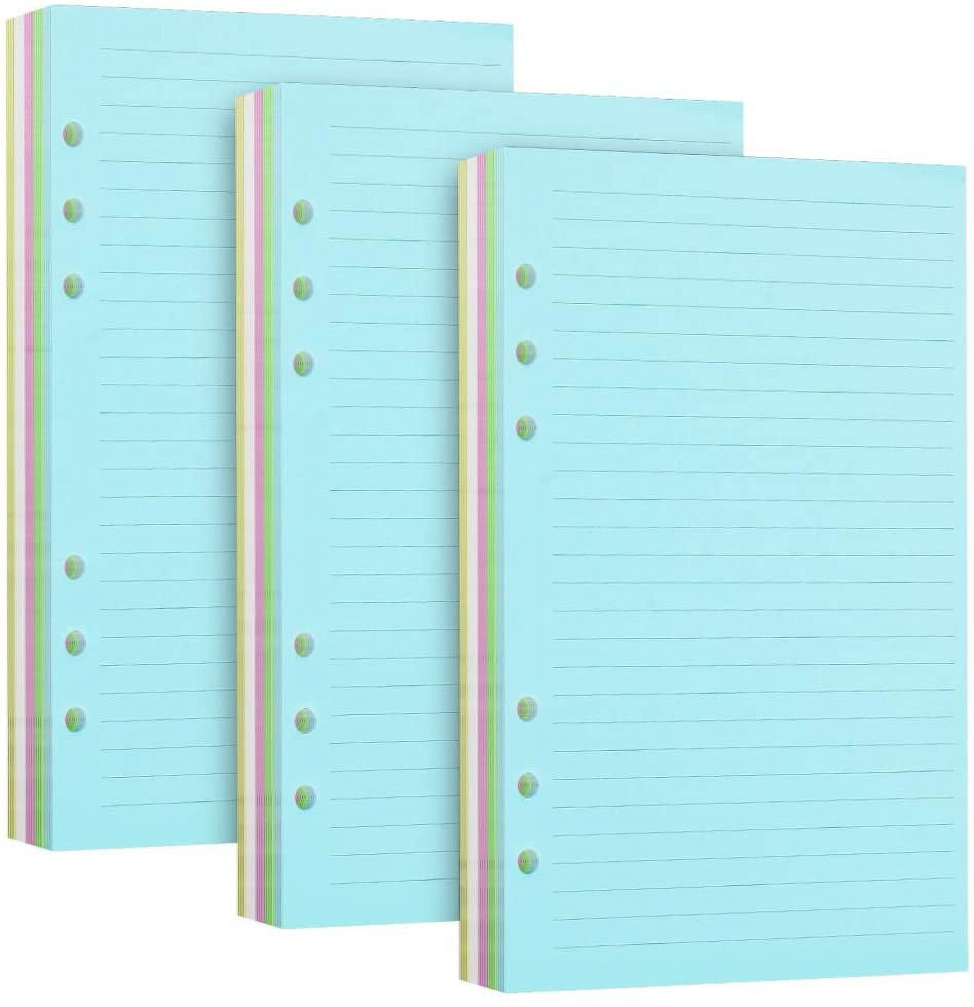 A5 Lined Refill Paper,Colored Ruled Pages for A5 Refillable 6-Ring ...