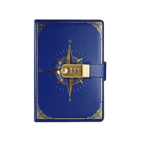 A5 Lockable Diary with Combination Lock and Compass Design, Faux Leather Journal for Secure Writing, Personal Secret Keeper for Thoughts, Plans, and Private Memories