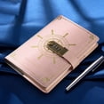 thumbnail image 1 of A5 Lockable Notebook with Brass Combination Lock – 100g Cream Dowling Paper Waterproof Faux Leather Journal with Card Slot Ribbon Bookmark Thread Bound Lay Flat Design, 1 of 6