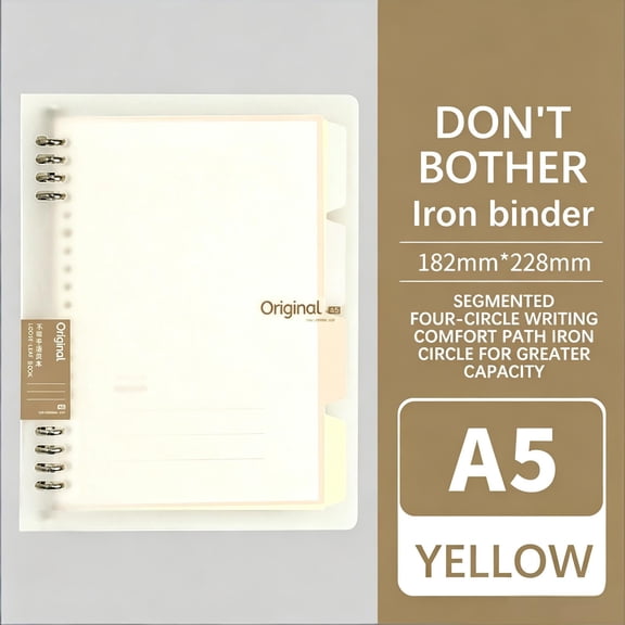 A5 Loose-Leaf Notebook, 7.17×9.0in 4-Ring Binder Journal with Divider Tabs, Frosted PP Cover, No-Bleed Wood Pulp Paper, Refillable Planner for Office & Daily Use