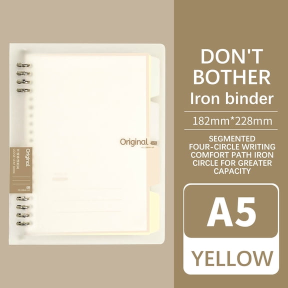 A5 Loose Leaf Notebook with Thickened Skin Feel Cover, 3 Ring Binder Refillable Student Journal, 8.9 x 7.2 Inch PP Hardcover Notepad for School