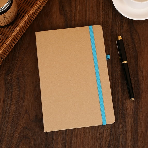 A5 Notebook, Kraft Paper Notebook, Thick Inner Cover Business Office Notebook, 96 Pages Durable Portable Writing Journal with 8mm Grid Spacing and Date Page Sections