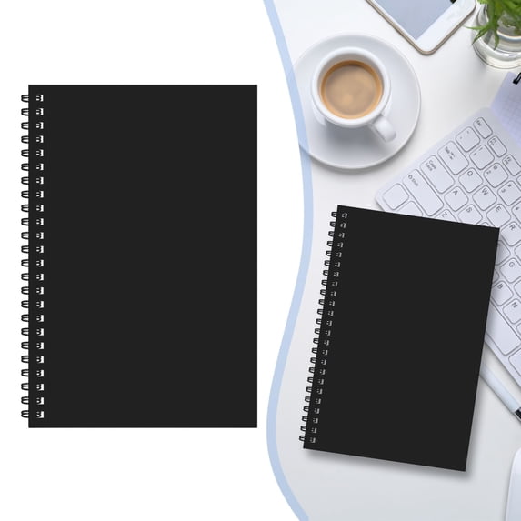 A5 Notebook Line Paper, 100 Pages (50 Sheets) Thick 100 Gsm Paper, Twin-Wire Coil Journal for Schol, Homework, Math, and Engineering (Black)