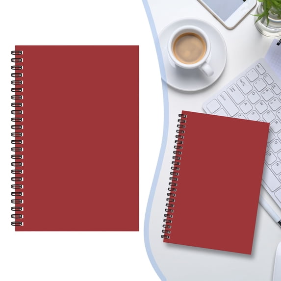 A5 Notebook Line Paper, 100 Pages (50 Sheets) Thick 100 Gsm Paper, Twin-Wire Coil Journal for Schol, Homework, Math, and Engineering (Red)