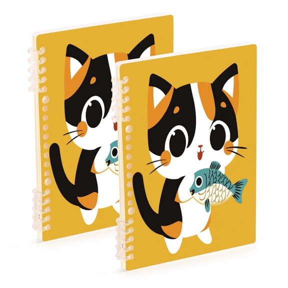 A5 Notebook, Single Back Sheet Printed on One Side, 60 Sheets A Black and White Kitten