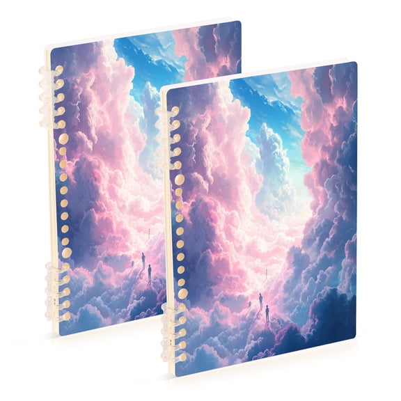 A5 Notebook, Single Back Sheet Printed on One Side, 60 Sheets A Pink Cloud
