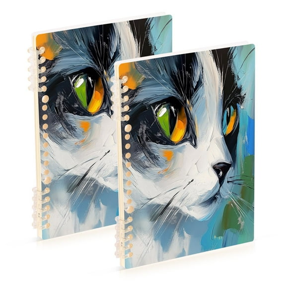 A5 Notebook, Single Back Sheet Printed on One Side, 60 Sheets An Black and White Cat