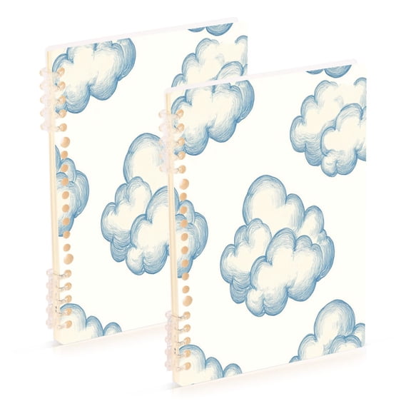 A5 Notebook, Single Back Sheet Printed on One Side, 60 Sheets Blue Colored Clouds