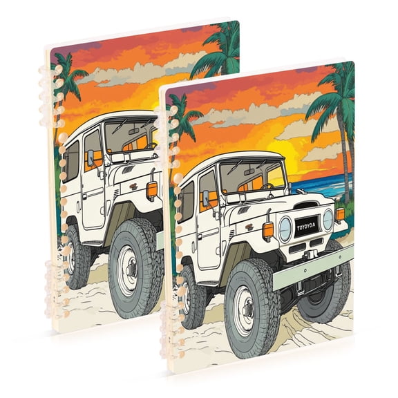 A5 Notebook, Single Back Sheet Printed on One Side, 60 Sheets Cherry Blossom A White Car
