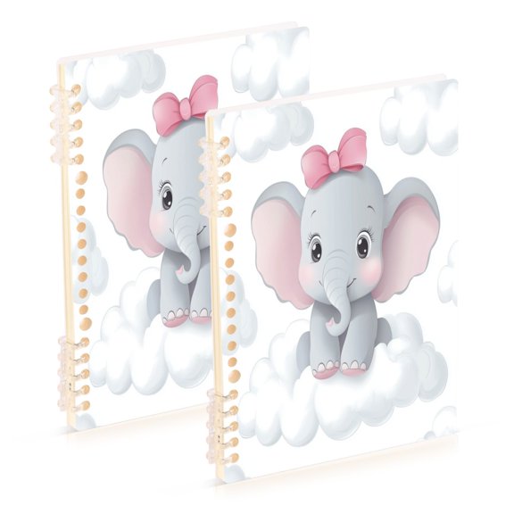 A5 Notebook, Single Back Sheet Printed on One Side, 60 Sheets Cute Baby Elephant