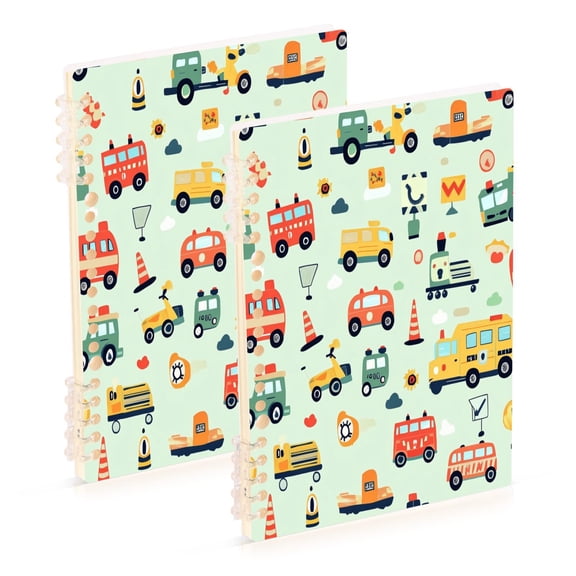 A5 Notebook, Single Back Sheet Printed on One Side, 60 Sheets Cute Cartoon Car