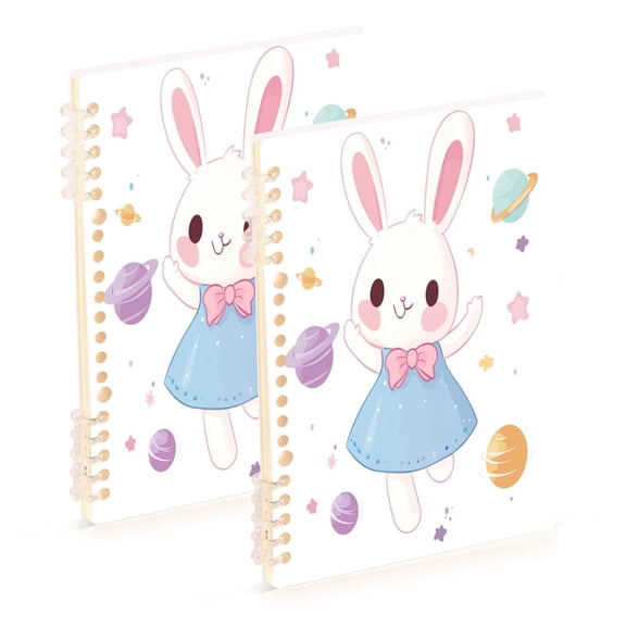 A5 Notebook, Single Back Sheet Printed on One Side, 60 Sheets Cute Cartoon Vector Bunny