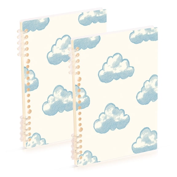 A5 Notebook, Single Back Sheet Printed on One Side, 60 Sheets Drawn Clouds
