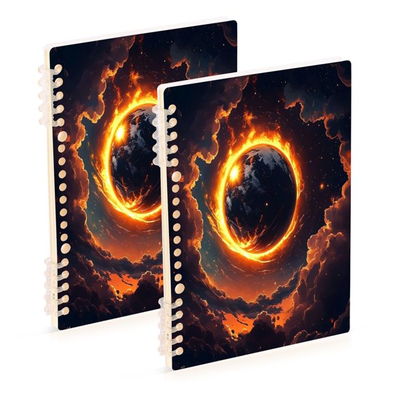 A5 Notebook, Single Back Sheet Printed on One Side, 60 Sheets Flame Flames in The Sky