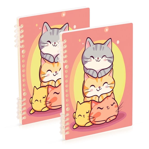 A5 Notebook, Single Back Sheet Printed on One Side, 60 Sheets Four Cats