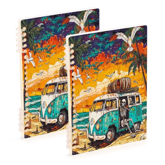 A5 Notebook, Single Back Sheet Printed on One Side, 60 Sheets Green Car