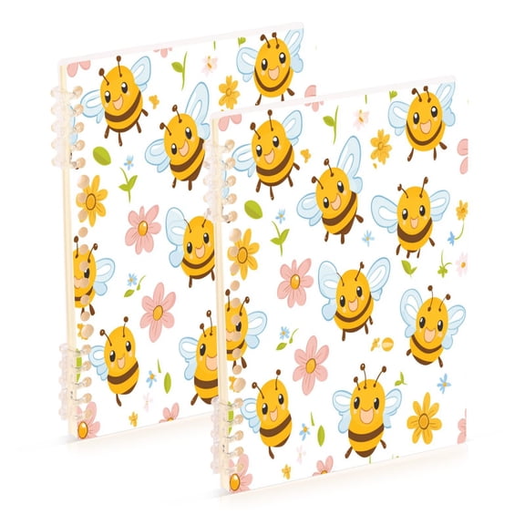 A5 Notebook, Single Back Sheet Printed on One Side, 60 Sheets Happy Bees