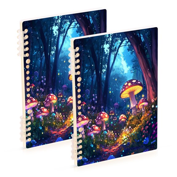 A5 Notebook, Single Back Sheet Printed on One Side, 60 Sheets Many Mushrooms