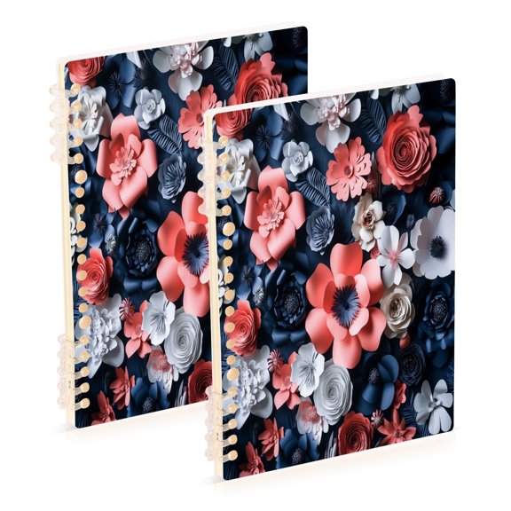 A5 Notebook, Single Back Sheet Printed on One Side, 60 Sheets Many Paper Cuttings Flowers