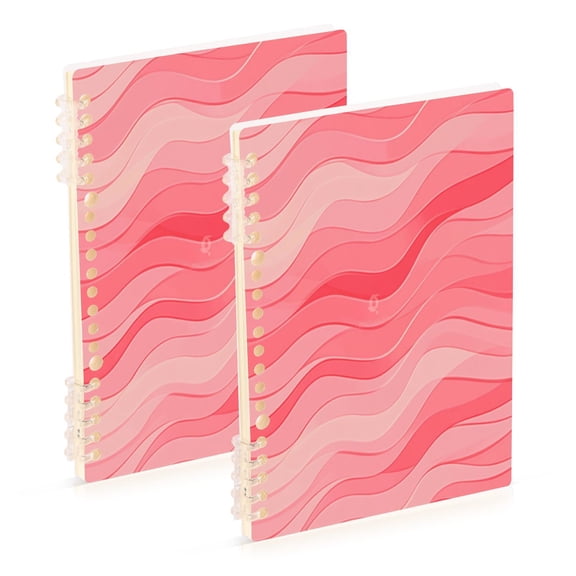 A5 Notebook, Single Back Sheet Printed on One Side, 60 Sheets Pink Wavy