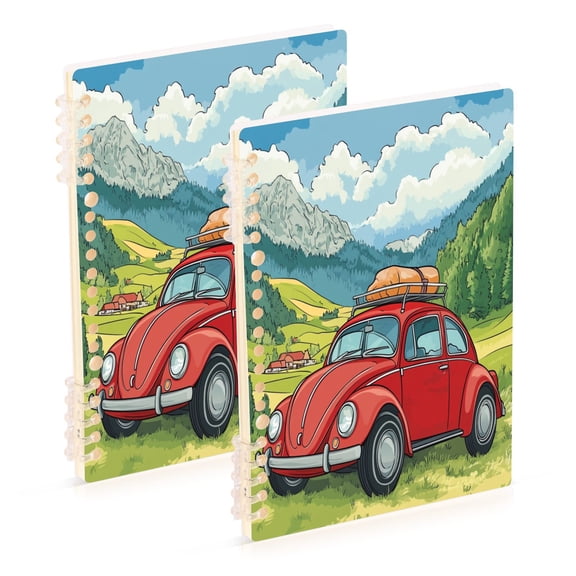 A5 Notebook, Single Back Sheet Printed on One Side, 60 Sheets Red Car