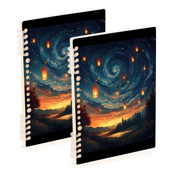 A5 Notebook, Single Back Sheet Printed on One Side, 60 Sheets Sky Lantern in The Sky