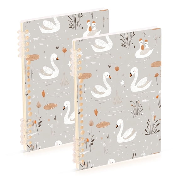 A5 Notebook, Single Back Sheet Printed on One Side, 60 Sheets Swans